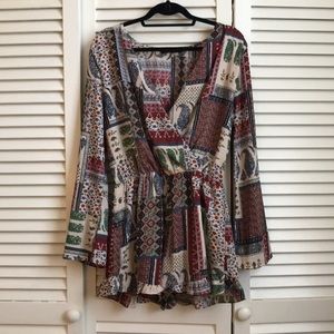 Long sleeve, multi-color romper